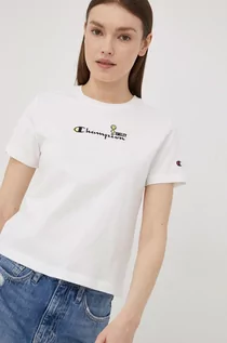 Koszulki i topy damskie - Champion t-shirt bawełniany X SMILEY kolor biały - grafika 1