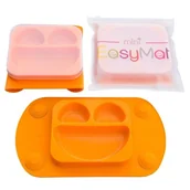 Miseczki i talerzyki dla dzieci - EASYTOTS EasyTots - EasyMat Mini 2in1 ORANGE silikonowy talerzyk z podkładką - lunchbox - miniaturka - grafika 1