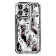 Etui i futerały do telefonów - Galwaniczne etui na telefon z TPU z teksturą meteorytu Srebro For iPhone 14 Pro Max - miniaturka - grafika 1