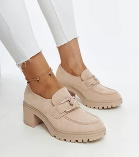 Beżowe półbuty ze skórzaną wkładką Vinceza - zamszowe - VINCEZA - Półbuty damskie - miniaturka - grafika 1