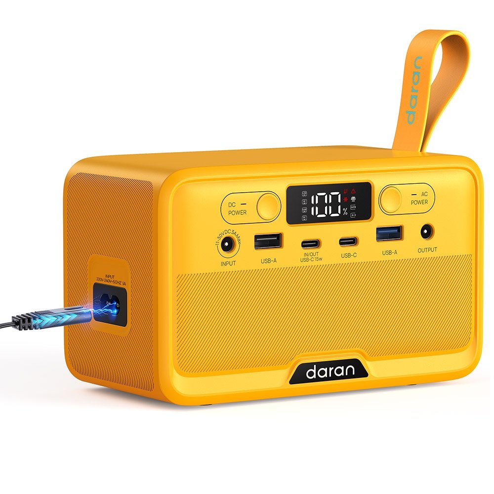 DaranEner YOUYO R100 100W Portable Power Station 4x USB 1x DC and 2x AC Ports 89 6Wh LiFePO4 LED