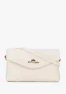 Torebki damskie - Mała damska listonoszka ze skóry naturalnej dwukomorowa kremowa - miniaturka - grafika 1