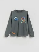 Bluzy dla chłopców - Reserved - Longsleeve Hot Wheels - ciemnoszary - miniaturka - grafika 1