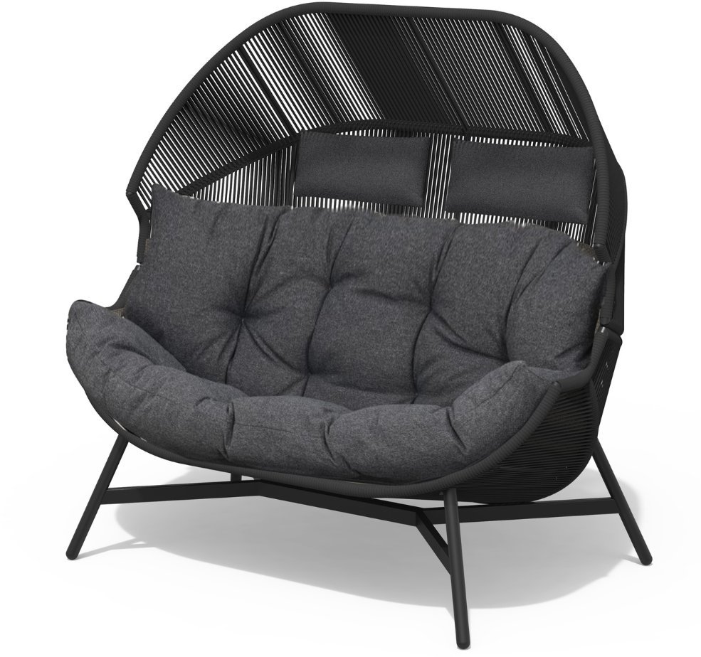 Mirpol FOTEL OGRODOWY DWUOSOBOWY HOLA ANTRACYT Z PODUSZKAMI