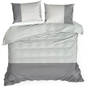Pościel - Pościel bawełniana 220x200 Nova D biała stalowa dwukolorowa z ozdobną lamówką Eurofirany - miniaturka - grafika 1