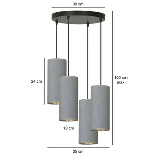 Emibig Bente lampa wisząca 4-punktowa szara 1060/4PREM 1060/4PREM - Lampy sufitowe - miniaturka - grafika 5
