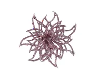 Balony i akcesoria - Kwiat różowy ażurowy brokatowy na klipsie 13 cm - miniaturka - grafika 1