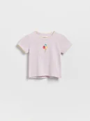 Bluzki dla niemowląt - Reserved - T-shirt z haftem - lawendowy - miniaturka - grafika 1