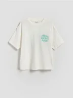 Koszulki dla chłopców - Reserved - T-shirt z nadrukiem - złamana biel - miniaturka - grafika 1