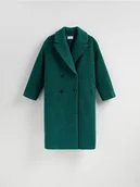 Płaszcze damskie - Reserved - Dwurzędowy płaszcz oversize - morski - miniaturka - grafika 1