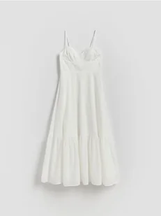 Reserved - Bawełniana sukienka na ramiączkach - biały - Sukienki - miniaturka - grafika 1