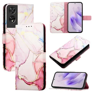 Marmurowe skórzane etui na telefon do TCL 505 Czerwone złoto - Etui i futerały do telefonów - miniaturka - grafika 1
