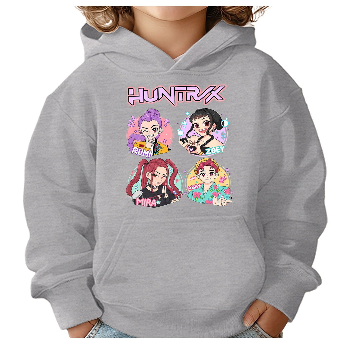 BLUZA DZIECIĘCA K-POPOWE ŁOWCZYNIE DEMONÓW HUNTRIX 122-128 Z KAPTUREM