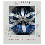 Bombki - Bombka szklana ręcznie dekorowana mix 10 cm niebiesko-srebrny - miniaturka - grafika 1