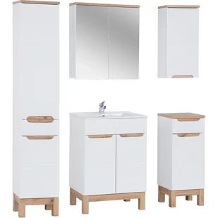 Zestaw Mebli do Łazienki Set 60 cm Bali White Comad Biały Kasai, Biel Alpejska, Dąb Wotan - Meble łazienkowe - miniaturka - grafika 1