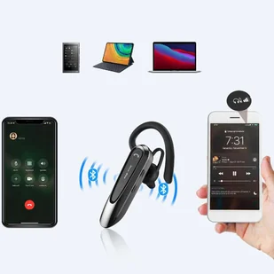 Zestaw słuchawkowy słuchawka New Bee B45 Bluetooth 5.0 bezprzewodowa do rozmów dla kierowcy BT do 15m czarny - Słuchawki bluetooth - miniaturka - grafika 7