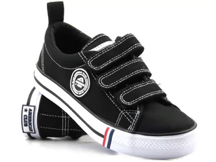 Trampki dziecięce, młodzieżowe na rzepy - AMERICAN CLUB LH 71/22 / LH 59/22 LH 60/22, czarne - Buty dla dziewczynek - miniaturka - grafika 1