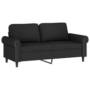 Sofa 2-osobowa, czarna, 140 cm, tapicerowana aksamitem Lumarko! - Sofy i kanapy - miniaturka - grafika 3