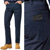 Spodnie męskie - Wrangler TEXAS Dark Navy GRANATOWE PROSTE SPODNIE MATERIAŁOWE W32 L32 - miniaturka - grafika 1