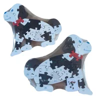 Puzzle - Puzzle Drewniane Edukacyjne Pies Układanka Puzzle  3D Literki Cyfry 2W1 - miniaturka - grafika 1