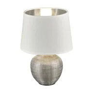 Noże stołowe - Biała lampa stołowa z ceramiki i tkaniny Trio Luxor, wys. 26 cm - miniaturka - grafika 1