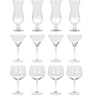 Kieliszki do drinków, 3 rodzaje szklanek do drinków: Gin, Tonic, Hurricane, 12 sztuk - Szklanki - miniaturka - grafika 1