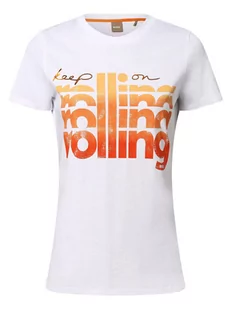 BOSS Orange - T-shirt damski  C_Elogo_17, biały - Koszulki i topy damskie - miniaturka - grafika 1
