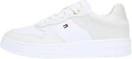 Koszulki i topy damskie - Tommy Hilfiger Damska TH Sportowa Cupsole Tumbled LTR FW0FW09024 Low Top, Biała (Biała/Jasnoszara), 36, Biały Biały Jasnoszary, 36 EU - miniaturka - grafika 1