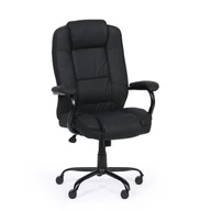Fotele i krzesła biurowe - Krzesło biurowe skórzane MAXOR XXL, czarne - miniaturka - grafika 1