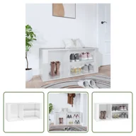 Szafki na buty - The Living Store Stojak na buty biały wysoki połysk 100x35x45 cm materiał drewnopochodny - miniaturka - grafika 1