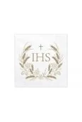 Materiały pomocnicze dla nauczycieli - Serwetki Komunia IHS złote 33x33cm 12szt - miniaturka - grafika 1