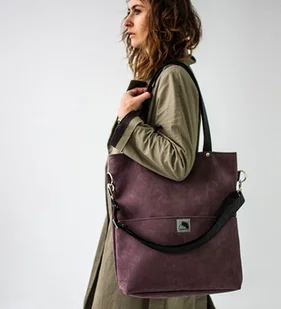 Torba z wodoodpornego nubuku w kolorze śliwkowym - Torebki damskie Torba z wodoodpornego nubuku w kolorze śliwkowym - Torebki damskie - miniaturka - grafika 1