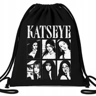 Plecaki worki - Worek EKO Czarny KATSEYE Na Buty Kapcie Do Przedszkola K-pop Prezent Wzory - miniaturka - grafika 1