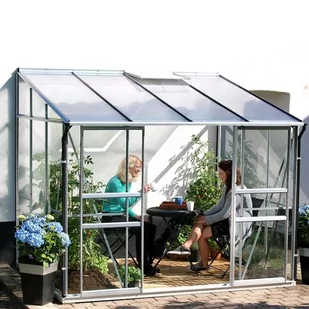 VITAVIA szklarnia przyścienna IDA 5200, srebrna - (5,2 m2; 2,01 x 2,62 m) + baza - Szklarnie ogrodowe - miniaturka - grafika 4