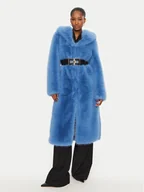 Płaszcze damskie - YES LONDON Futro ECO/024 Niebieski Regular Fit - miniaturka - grafika 1