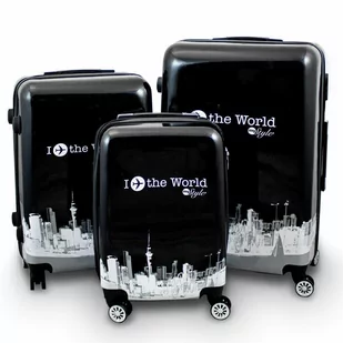 Walizki zestaw czarno biale Fly the World - Walizki - miniaturka - grafika 1
