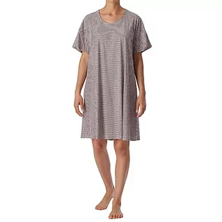 Piżamy damskie - Schiesser Damska koszula nocna z krótkim rękawem bawełna modal koszula nocna Bigshirt - Nightwear, Beżowy wzór 179252, 46 - grafika 1