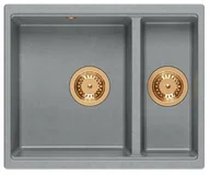 Zlewozmywaki - QUADRON Zlewozmywak 55,5x46 LOGAN 150 szary, elementy miedziane HCQL5646U5-C1_U - miniaturka - grafika 1