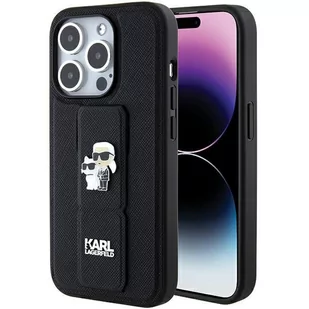 Etui Karl Lagerfeld KLHCP15XGSAKCPK Apple iPhone 15 Pro Max hardcase Gripstand Saffiano Karl&Choupette Pins czarny/black - Etui i futerały do telefonów - miniaturka - grafika 1