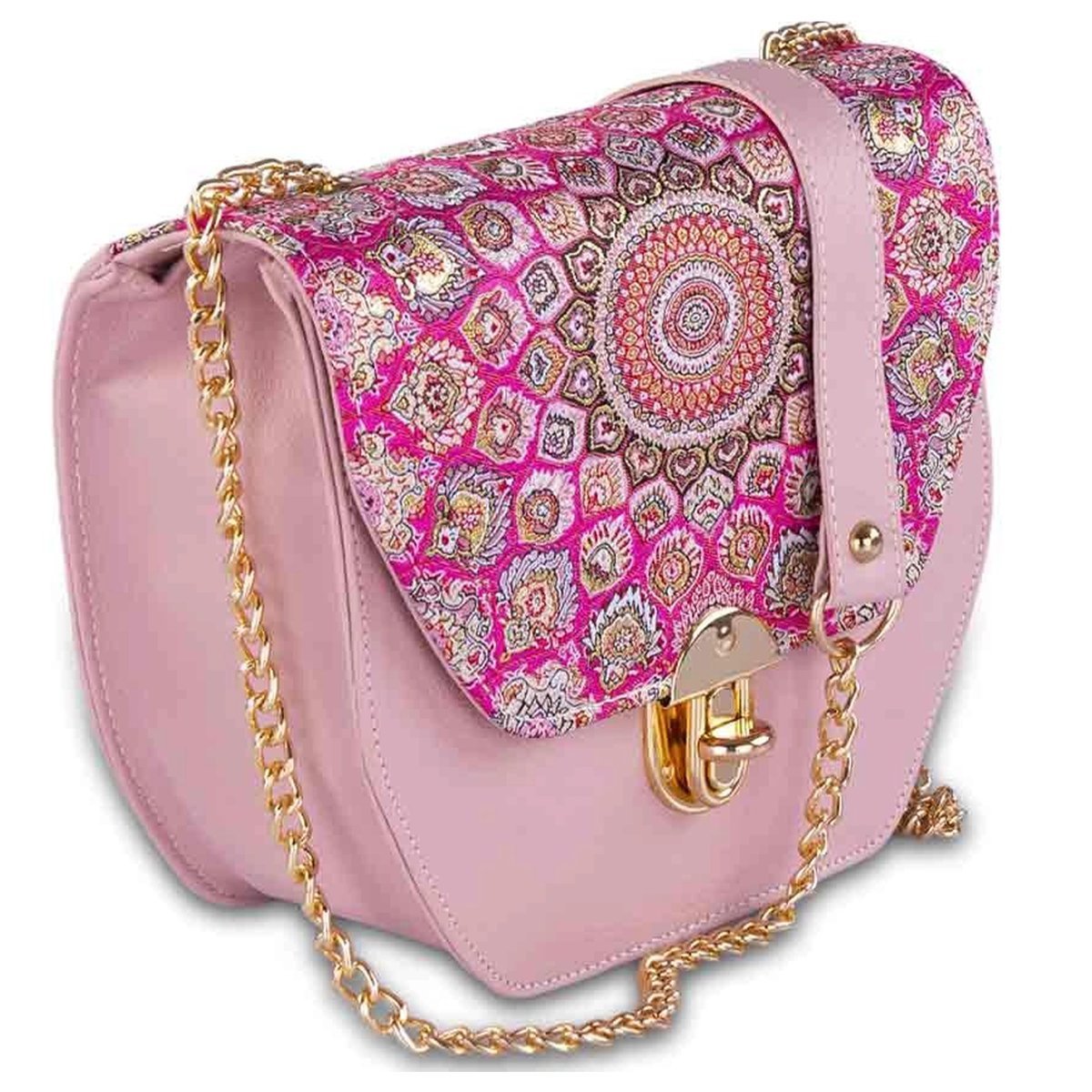 Torebka Damska Mała Listonoszka Ekoskóra Pojemna Elegancka Orientalny Wzór