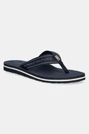 Klapki i japonki damskie - Tommy Hilfiger japonki HILFIGER WEBBING BEACH SANDAL damskie kolor granatowy na płaskim obcasie FW0FW08515 - miniaturka - grafika 1