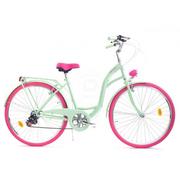 Rowery - Dallas Bike City 7spd 28 cali Damski Jasnozielono-różowy - miniaturka - grafika 1