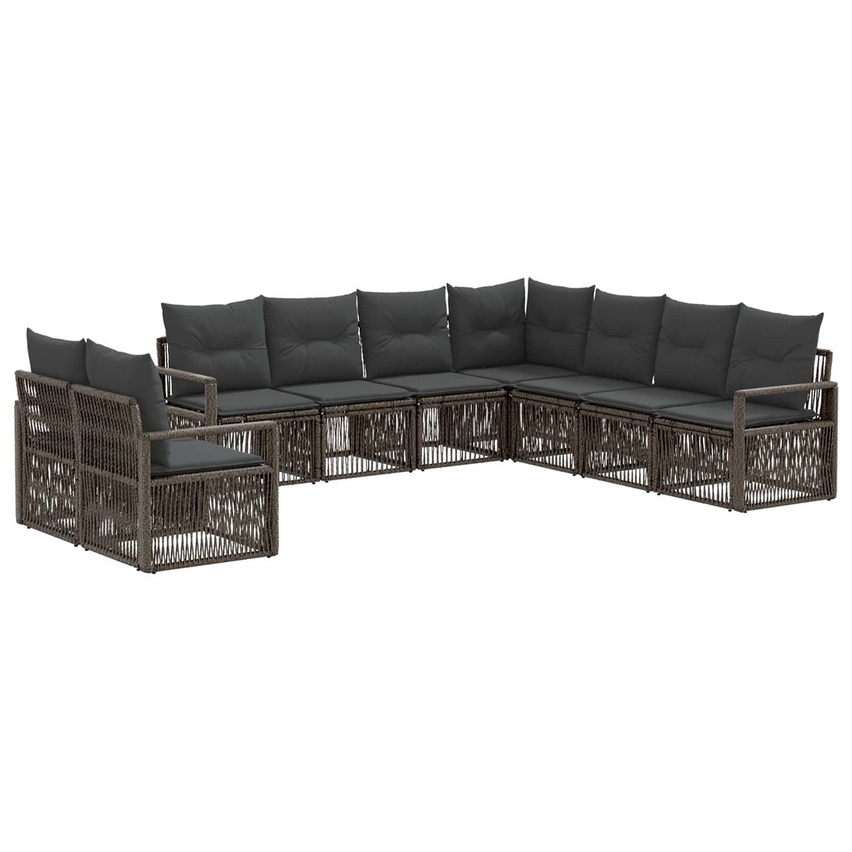vidaXL Zestaw Sof na Ogród 9 pcs Szary polirattan