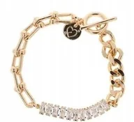 Bransoletki - Otazu Bransoletka w kolorze złotym z kryształkami dł.18 cm - miniaturka - grafika 1