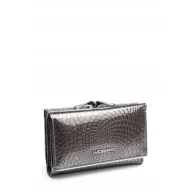 Portfele - Szary Portfel Damski Skóra Naturalna Węża LUIGISANTO Lakierowany Prezent - miniaturka - grafika 1