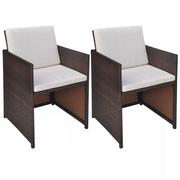 Fotele i krzesła ogrodowe - vidaXL Krzesła ogrodowe z poduszkami 2 szt. polirattan brązowe 42560 - miniaturka - grafika 1