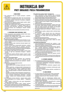 IAG27 INSTRUKCJA BHP PRZY OBSŁUDZE PIECA PIEKARNICZEGO, PN - PŁYTA PCV 1MM; (245X350MM) - Instrukcje stanowiskowe BHP - miniaturka - grafika 1