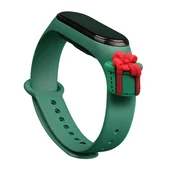 Etui i futerały do telefonów - Strap Xmas opaska do Xiaomi Mi Band 4 / Mi Band 3 świąteczny silikonowy pasek bransoletka ciemnozielony (prezent) - miniaturka - grafika 1