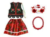 Dresy i komplety dla dziewczynek - ZESTAW KRAKOWIANKA CZARNO-CZERWONY 98-110 4el - miniaturka - grafika 1