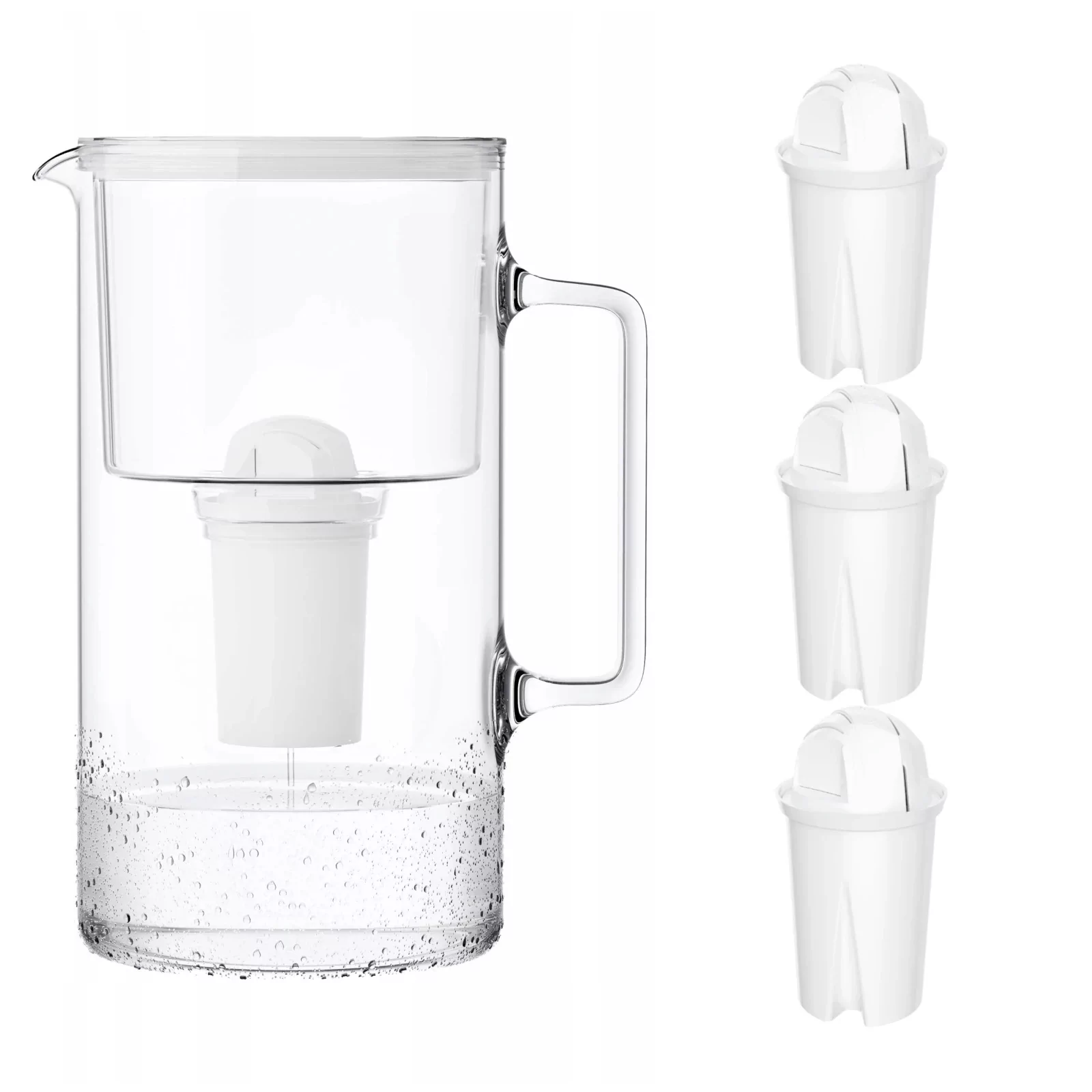 Wessper AquaClassic Crystalline 2,5L Biały szklany dzbanek filtrujący z 3 wkładami